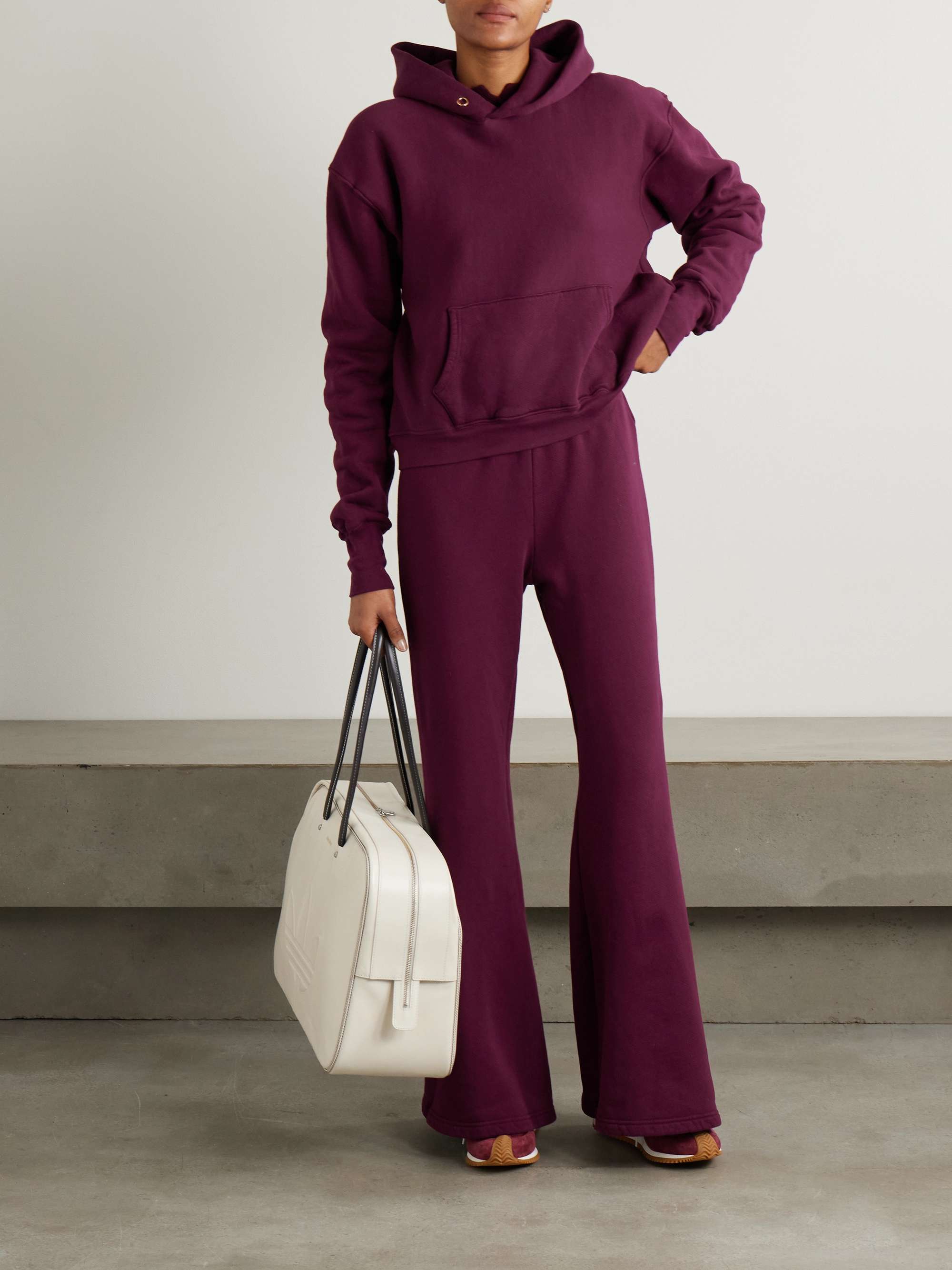 LES TIEN Cropped cotton-jersey hoodie