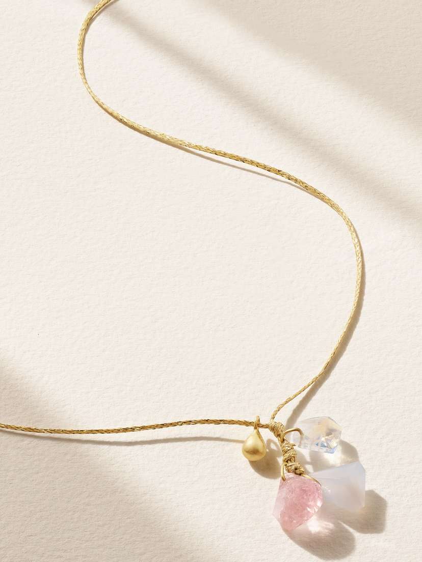 Pippa Small 18-karat Gold, Cord And Multi-stone Necklace