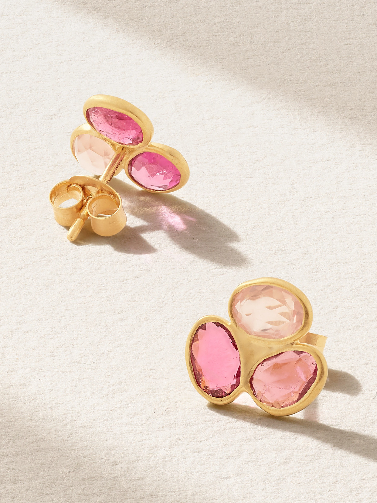 Pippa Small 18-karat Gold, Tourmaline And Quartz Earrings In Gold