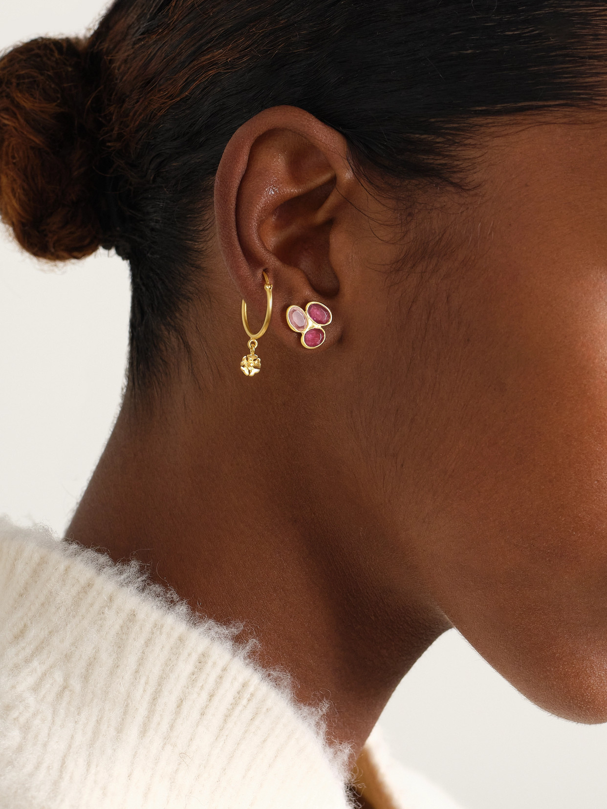 Pippa Small 18-karat Gold, Tourmaline And Quartz Earrings In Gold