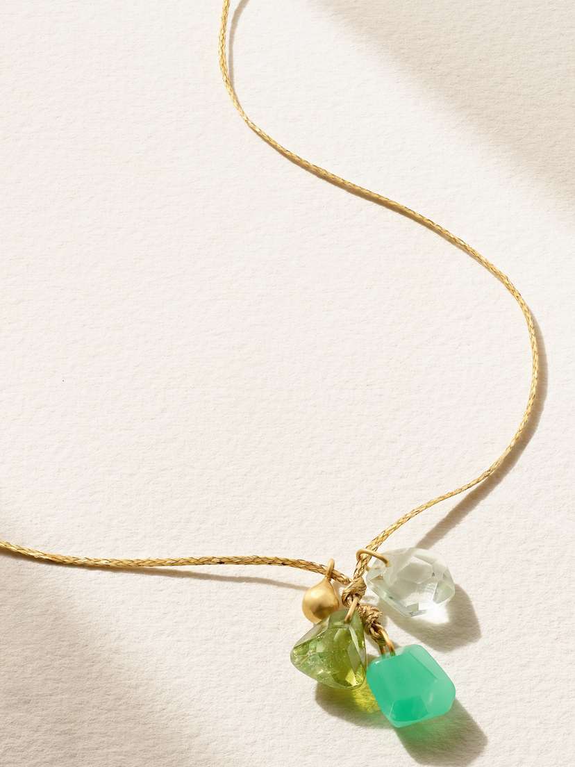 Pippa Small 18-karat Gold, Cord And Multi-stone Necklace