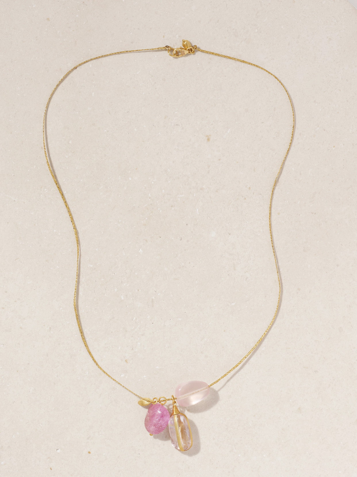 Pippa Small 18-karat Gold, Cord And Multi-stone Necklace In Pink