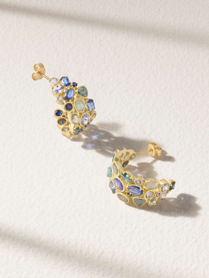 Pippa Small 18-karat Gold Multi-stone Hoop Earrings