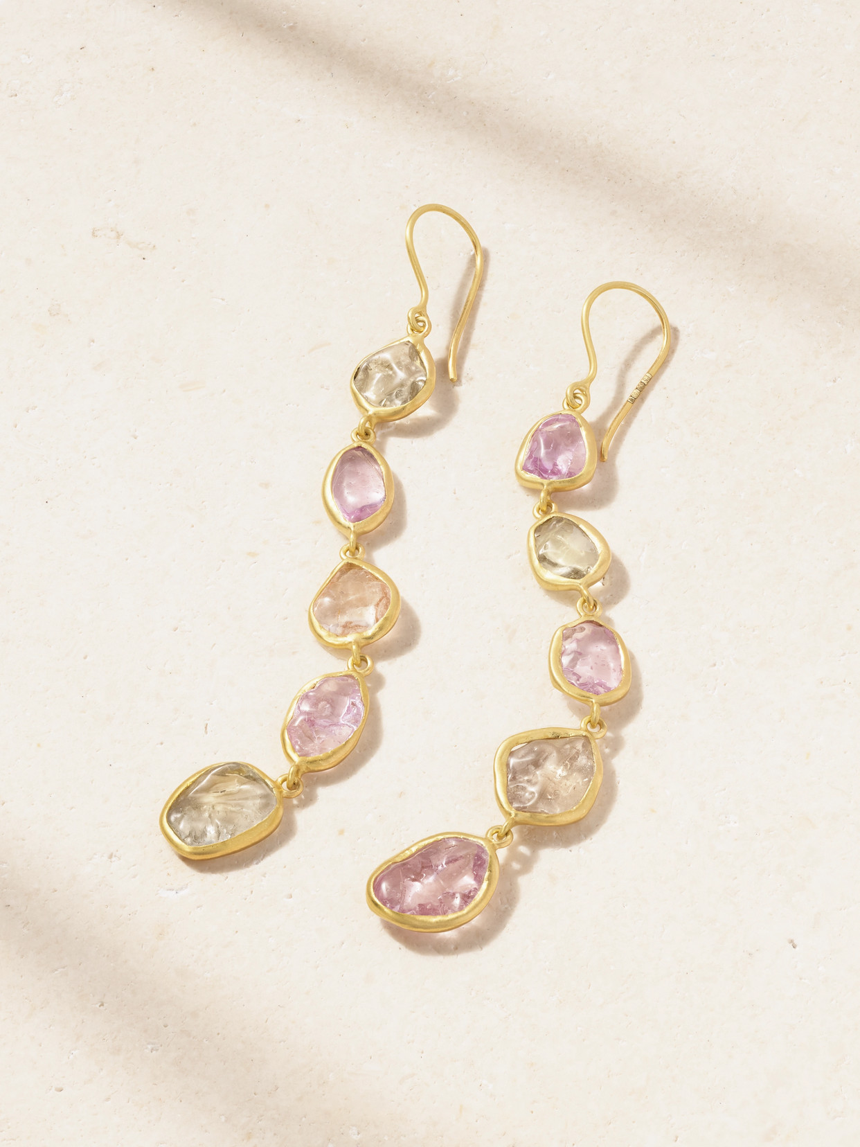 Pippa Small 18-karat Gold Sapphire Earrings In Pink