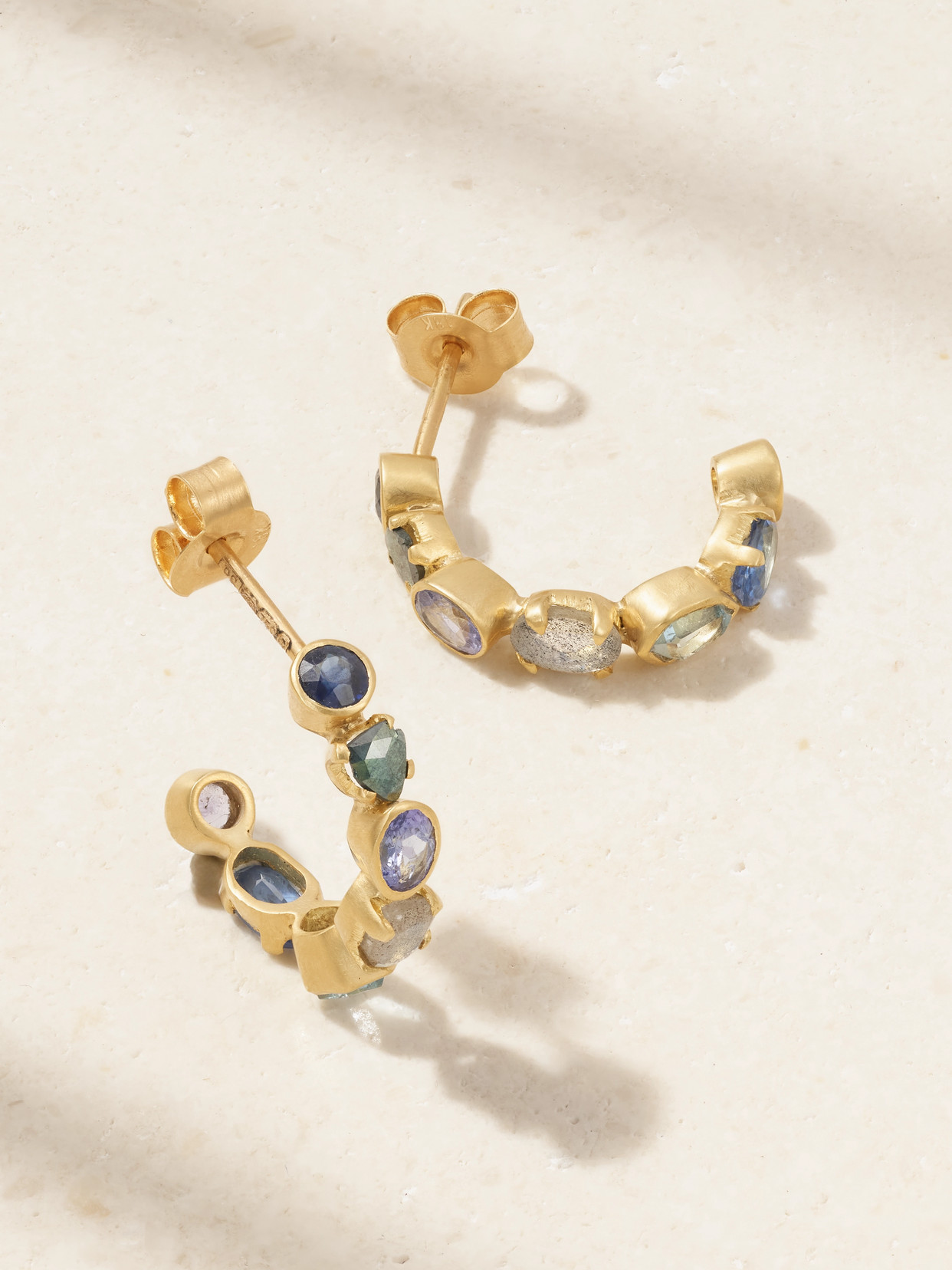 Pippa Small 18-karat Gold Multi-stone Hoop Earrings In Blue