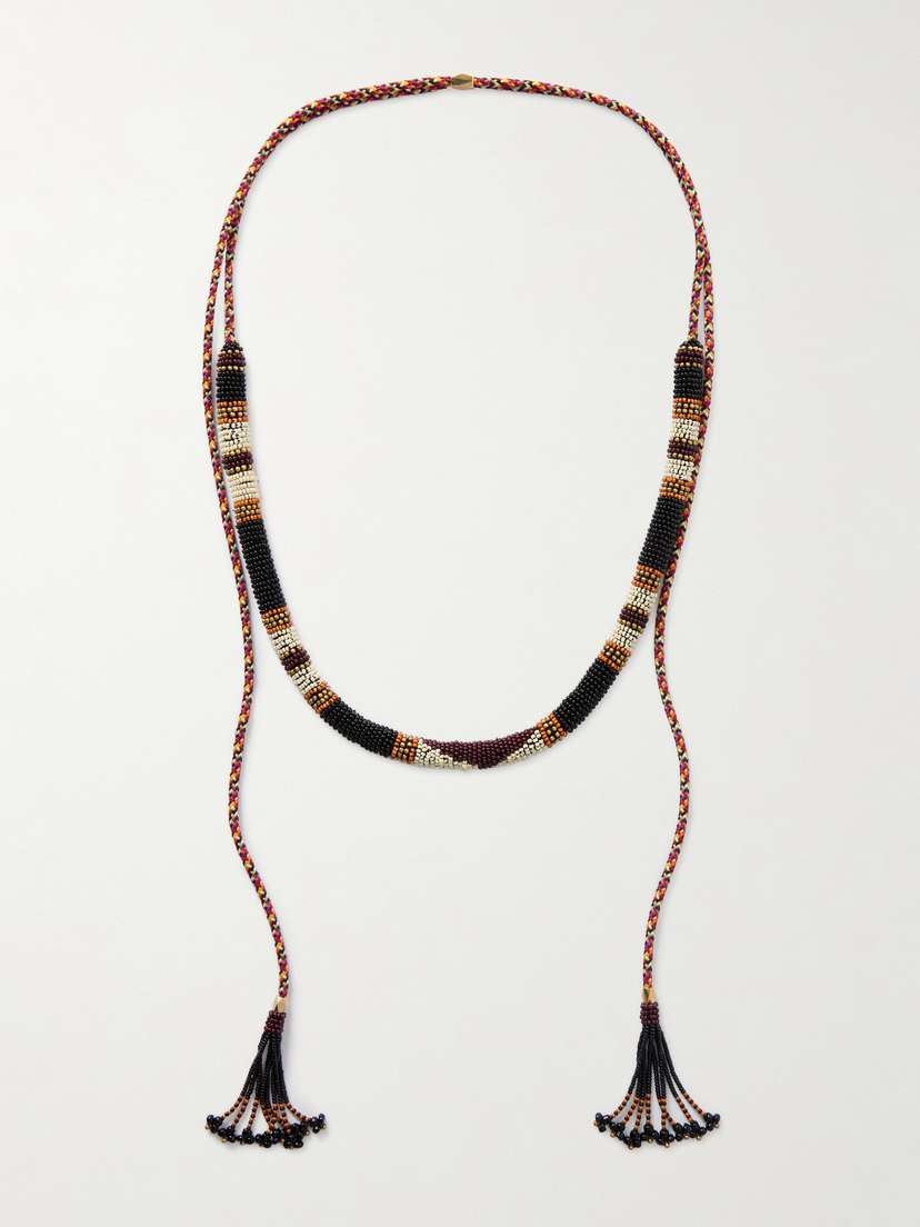 Isabel Marant Woven Cord Beaded Necklace