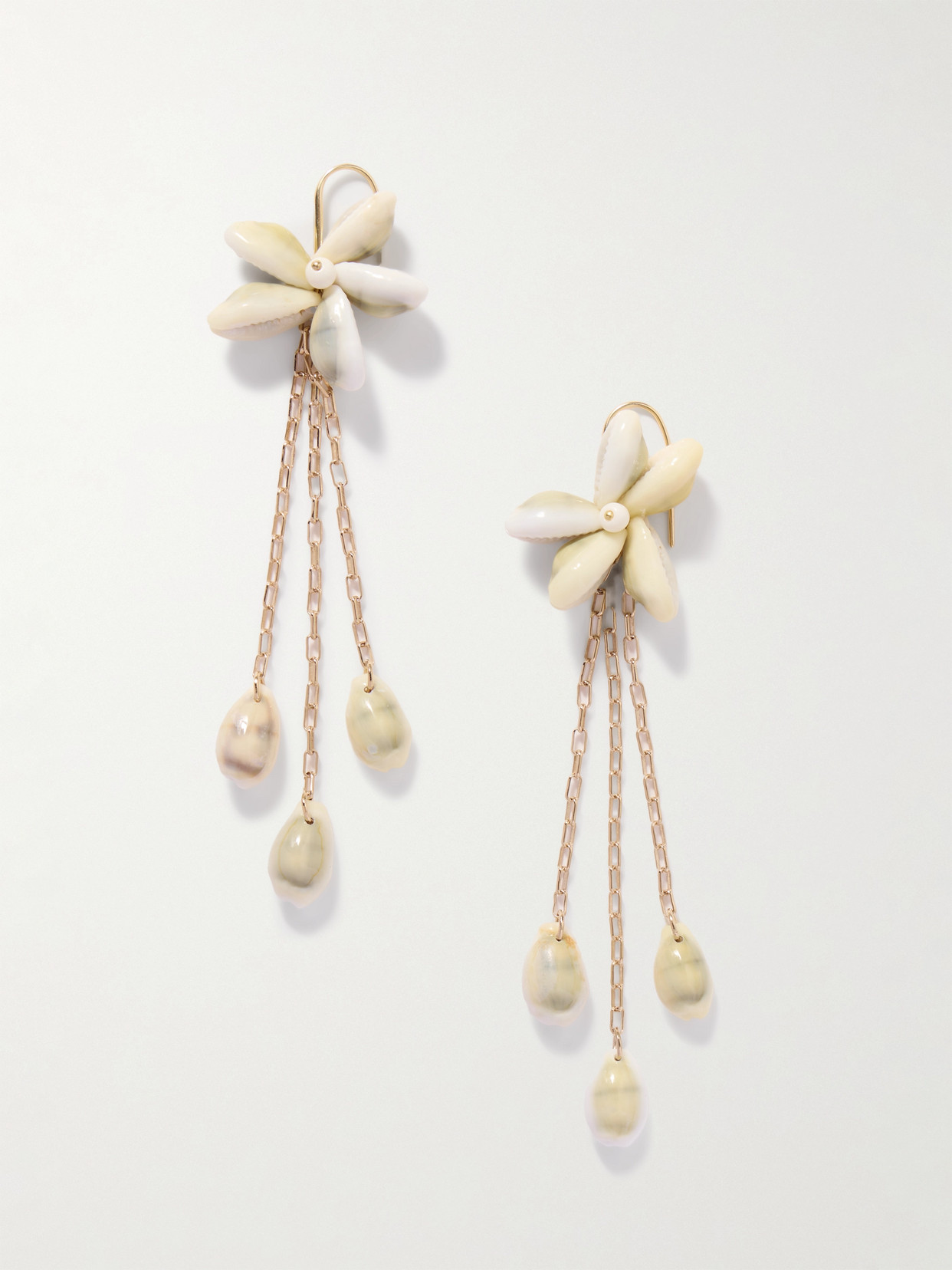 Isabel Marant Noki Gold-tone Shell Earrings In Off-white