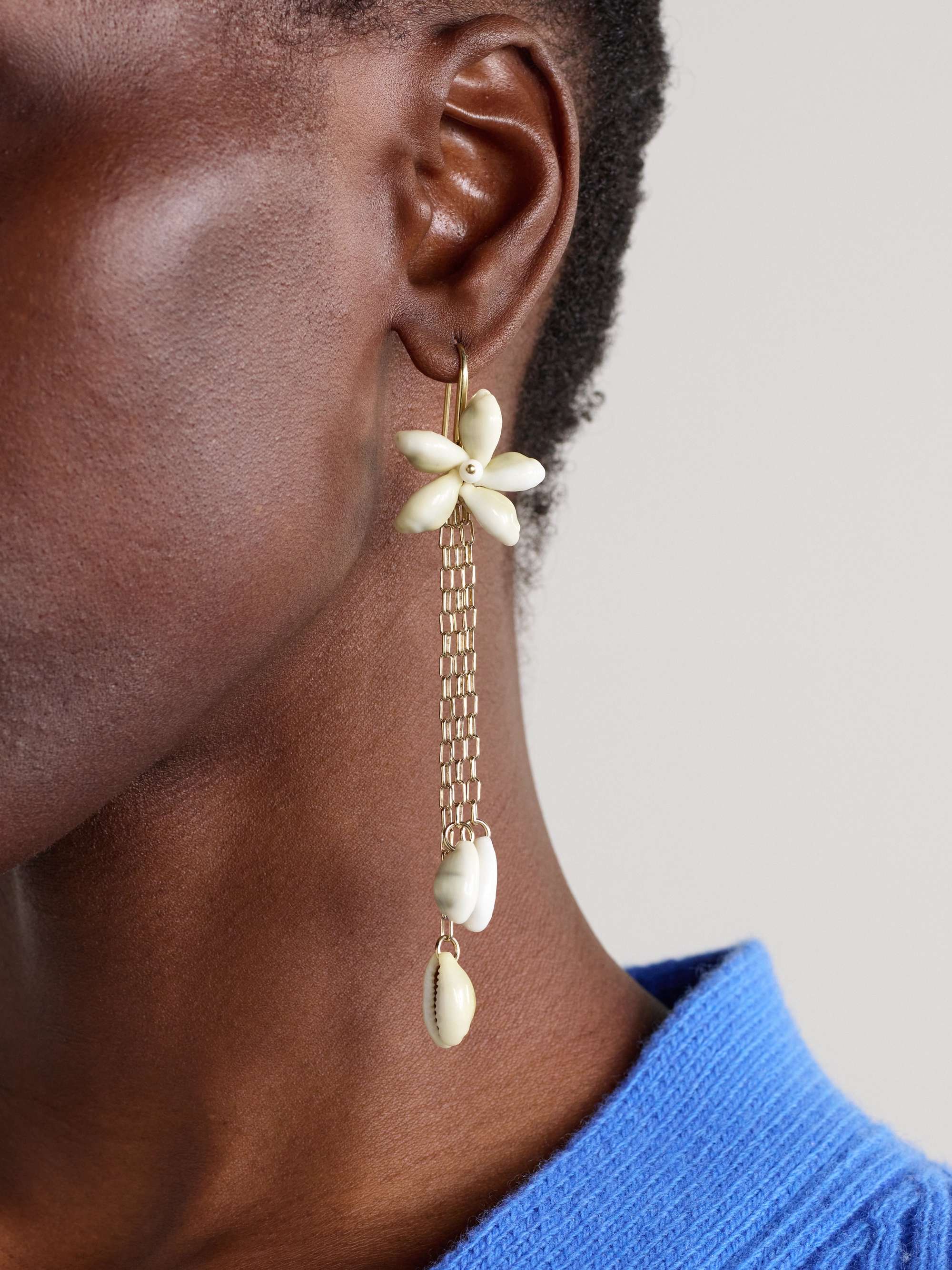 ISABEL MARANT Noki gold-tone shell earrings | NET-A-PORTER