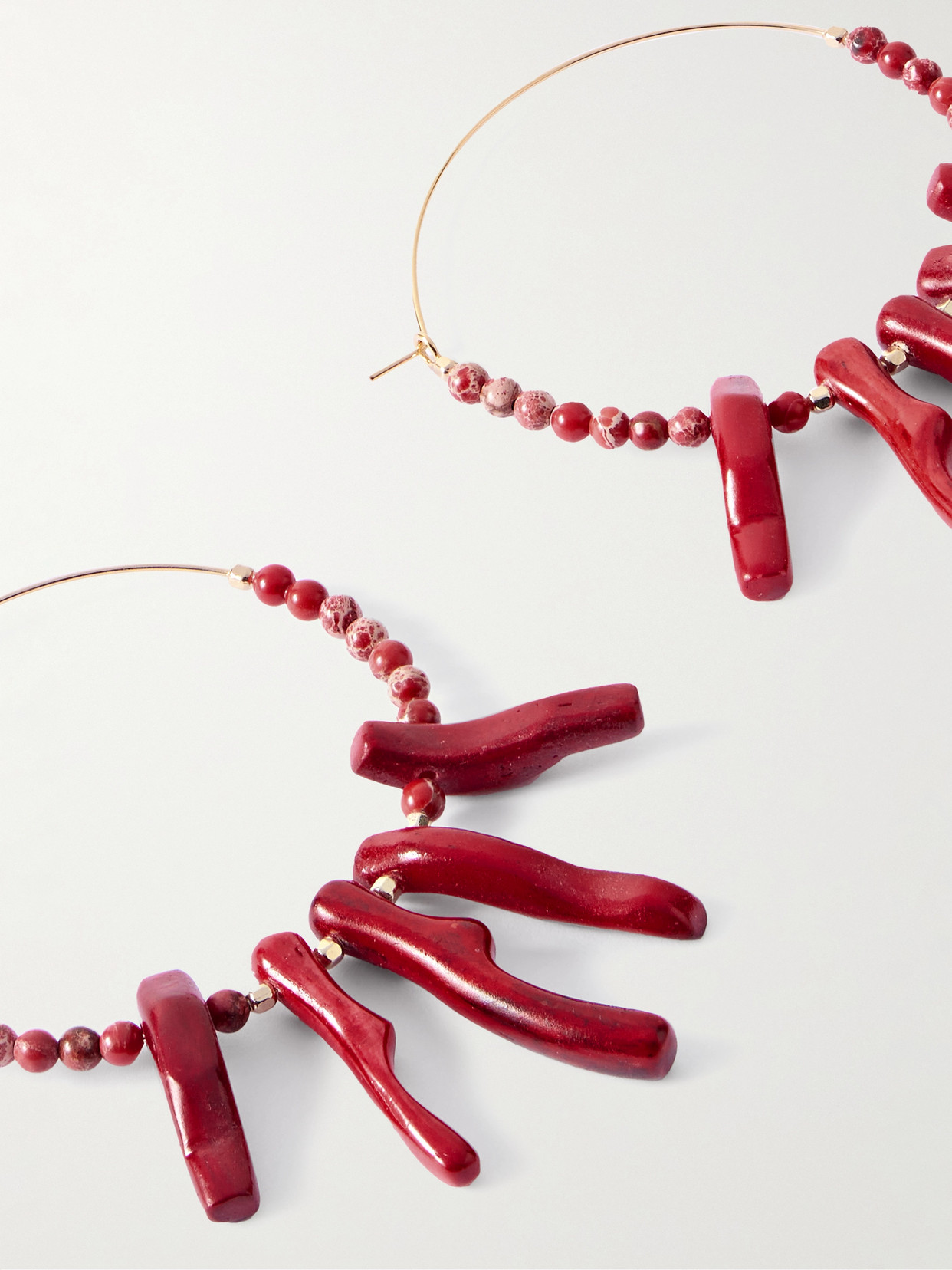 Isabel Marant Jolana Gold-tone Jasper And Bone Hoop Earrings In Red