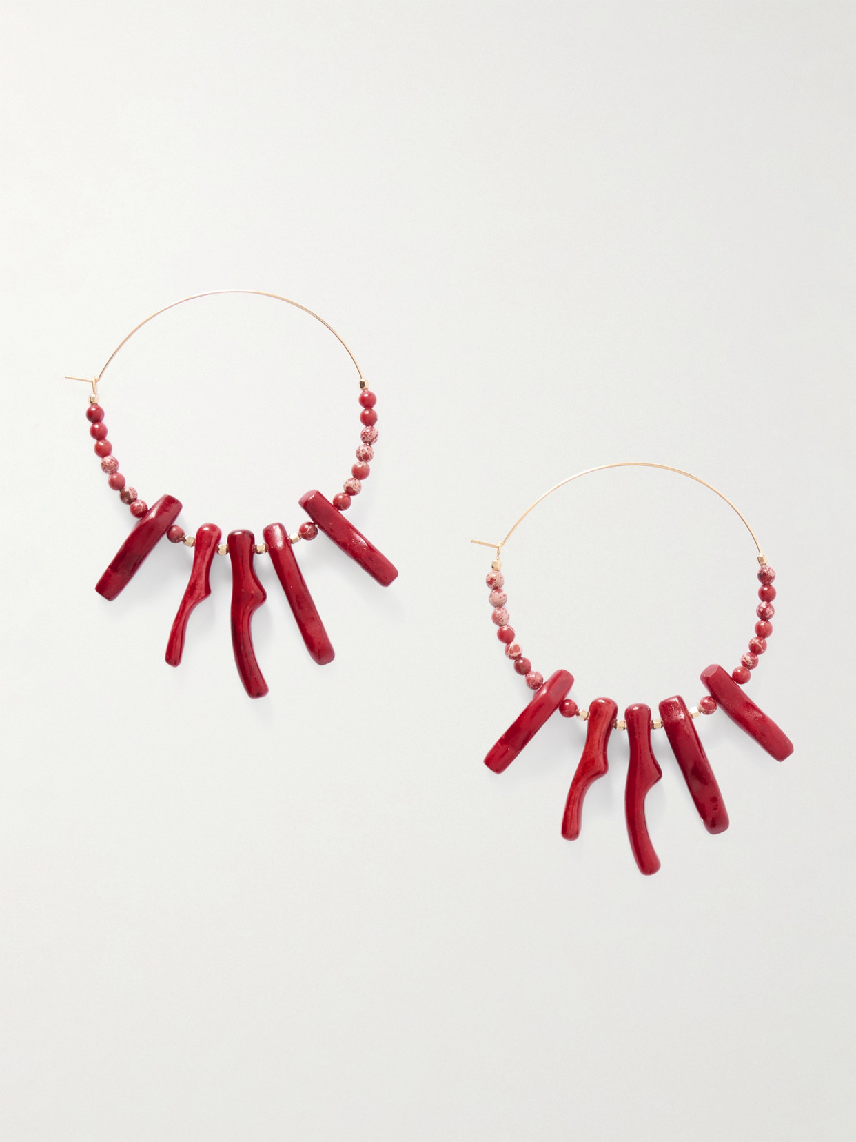 Isabel Marant Jolana Gold-tone Jasper And Bone Hoop Earrings In Red