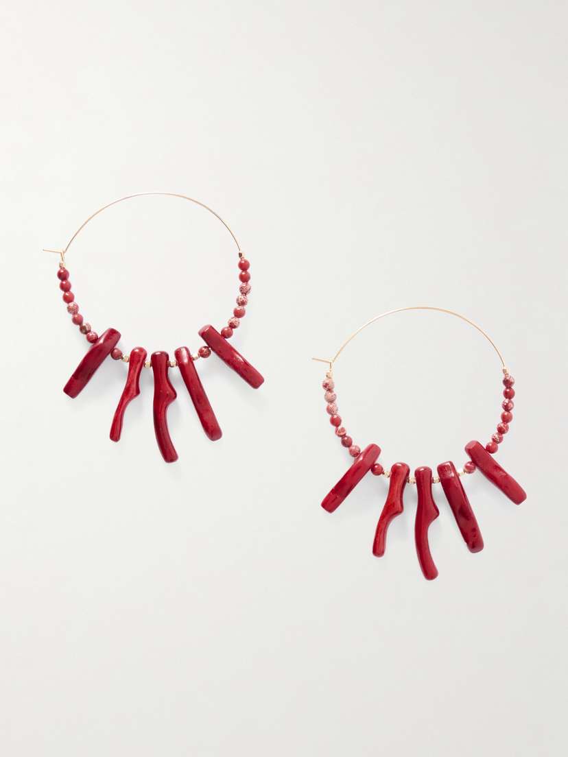 Isabel Marant Jolana Gold-tone Jasper And Bone Hoop Earrings