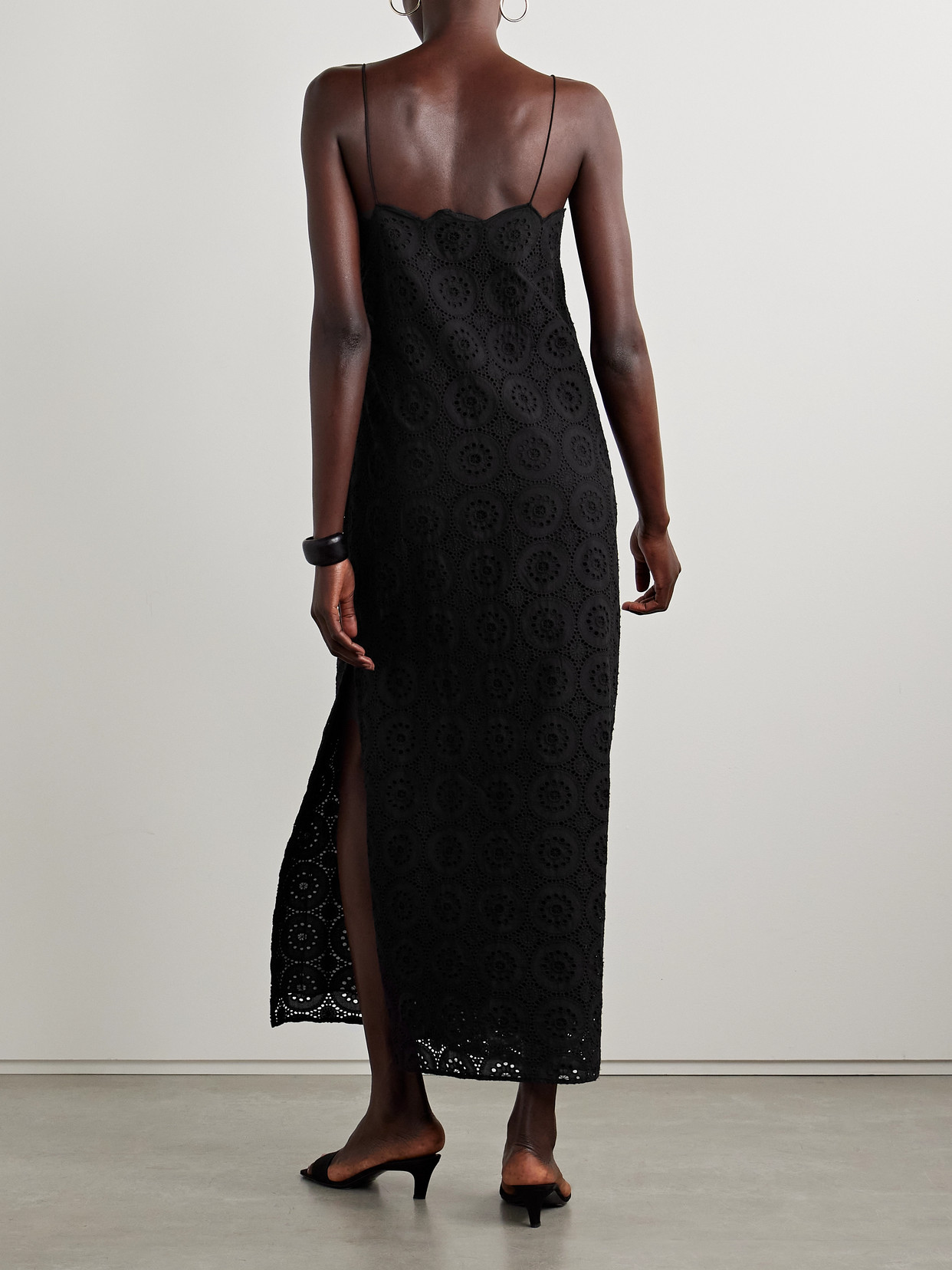 Matteau Broderie Anglaise Cotton Maxi Dress In Black