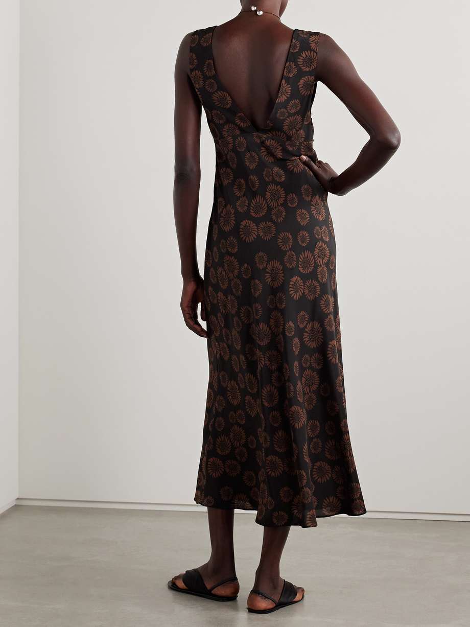 floral-print silk crepe de chine maxi dress