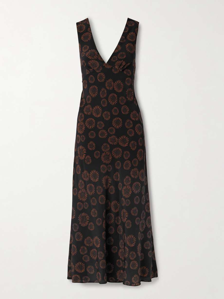 floral-print silk crepe de chine maxi dress