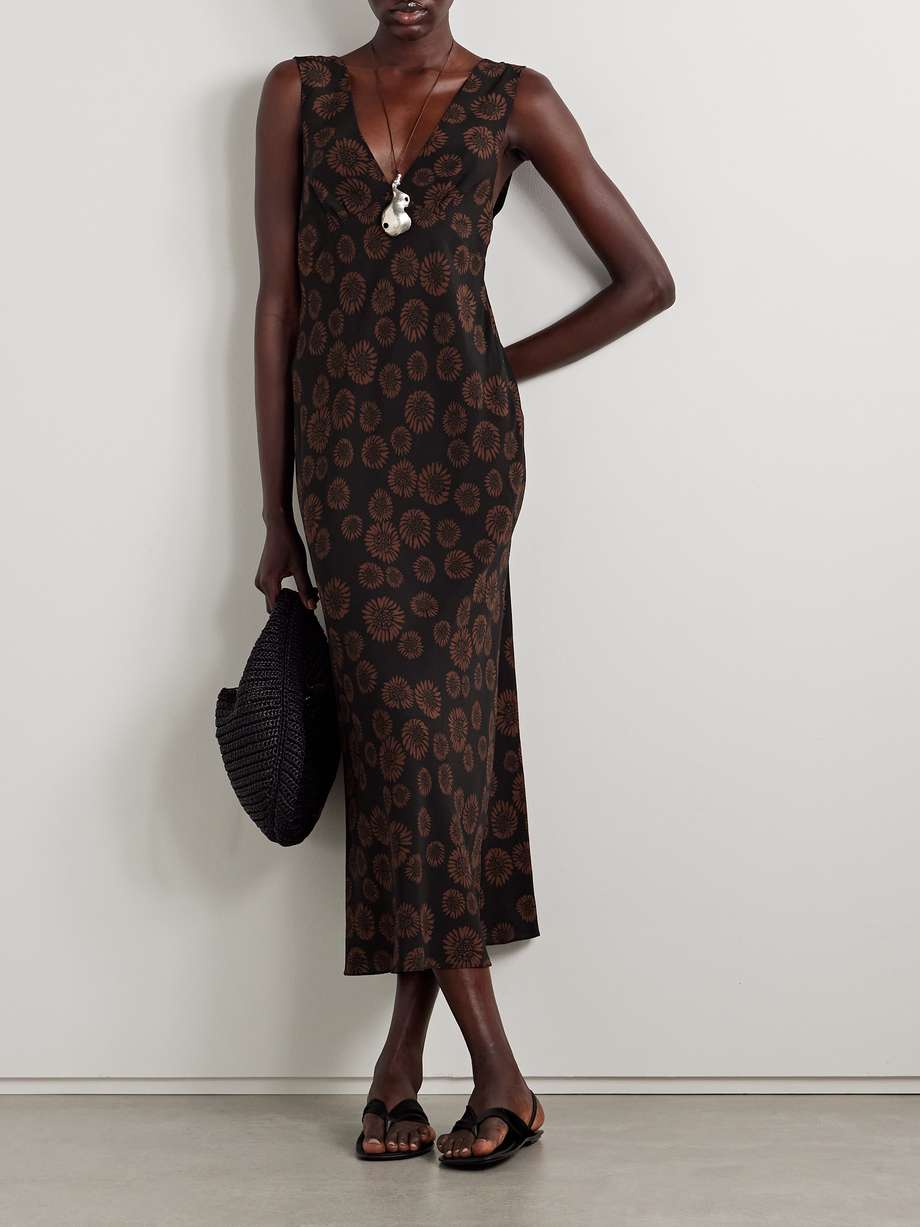 floral-print silk crepe de chine maxi dress