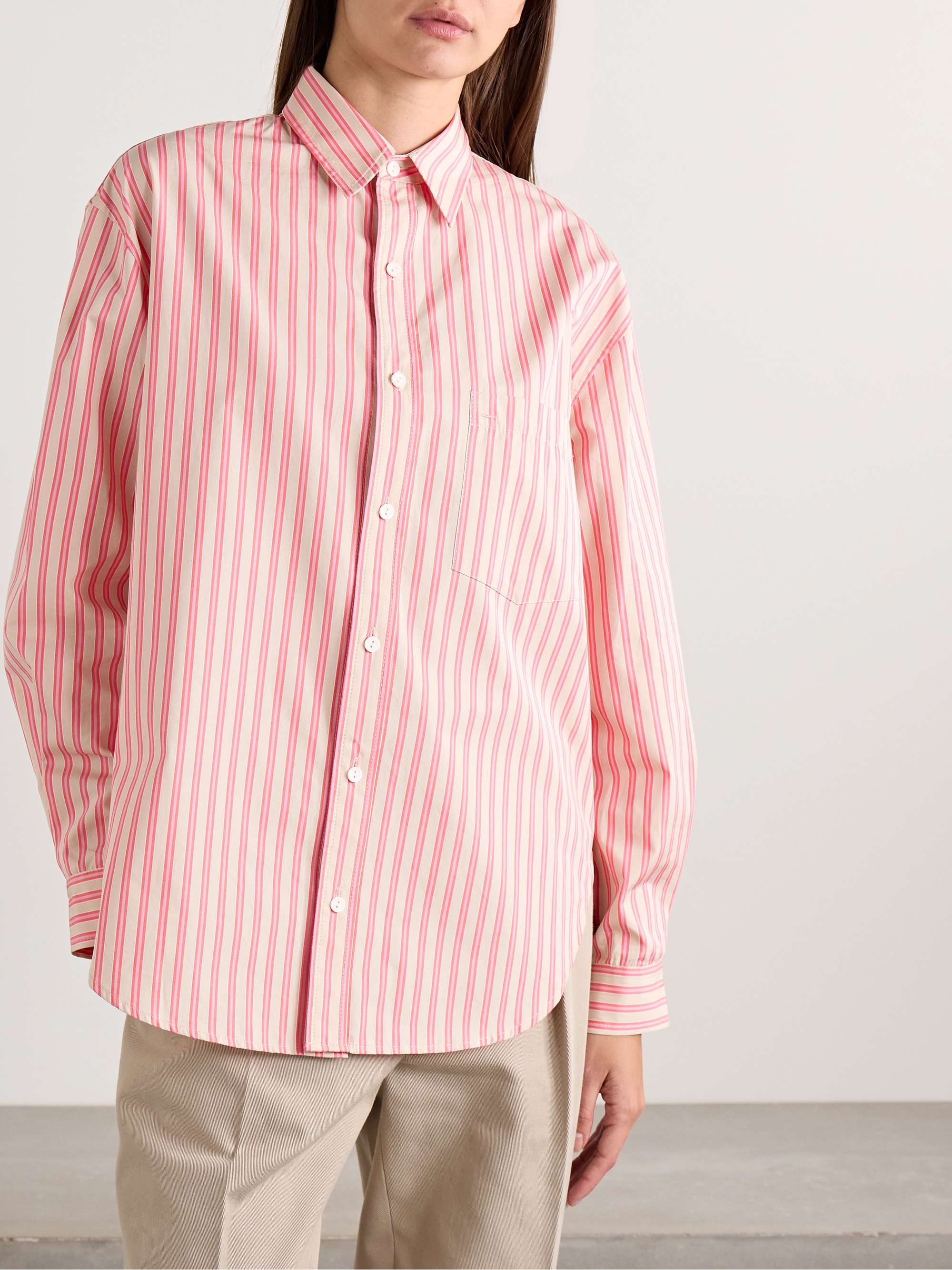 MATTEAU Striped organic cotton-poplin shirt
