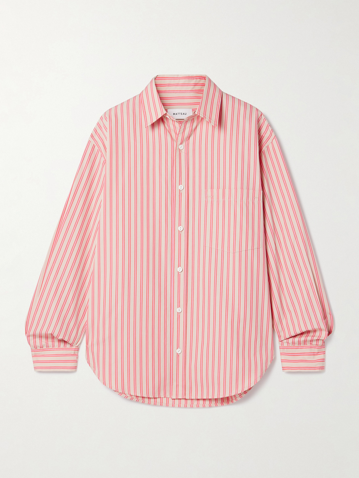 Shop Matteau Striped Cotton-poplin Shirt In Pink