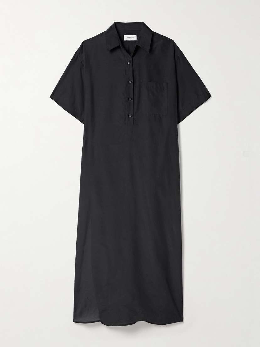 Matteau Oversized Organic Cotton And Silk-blend Midi Shirt Dress