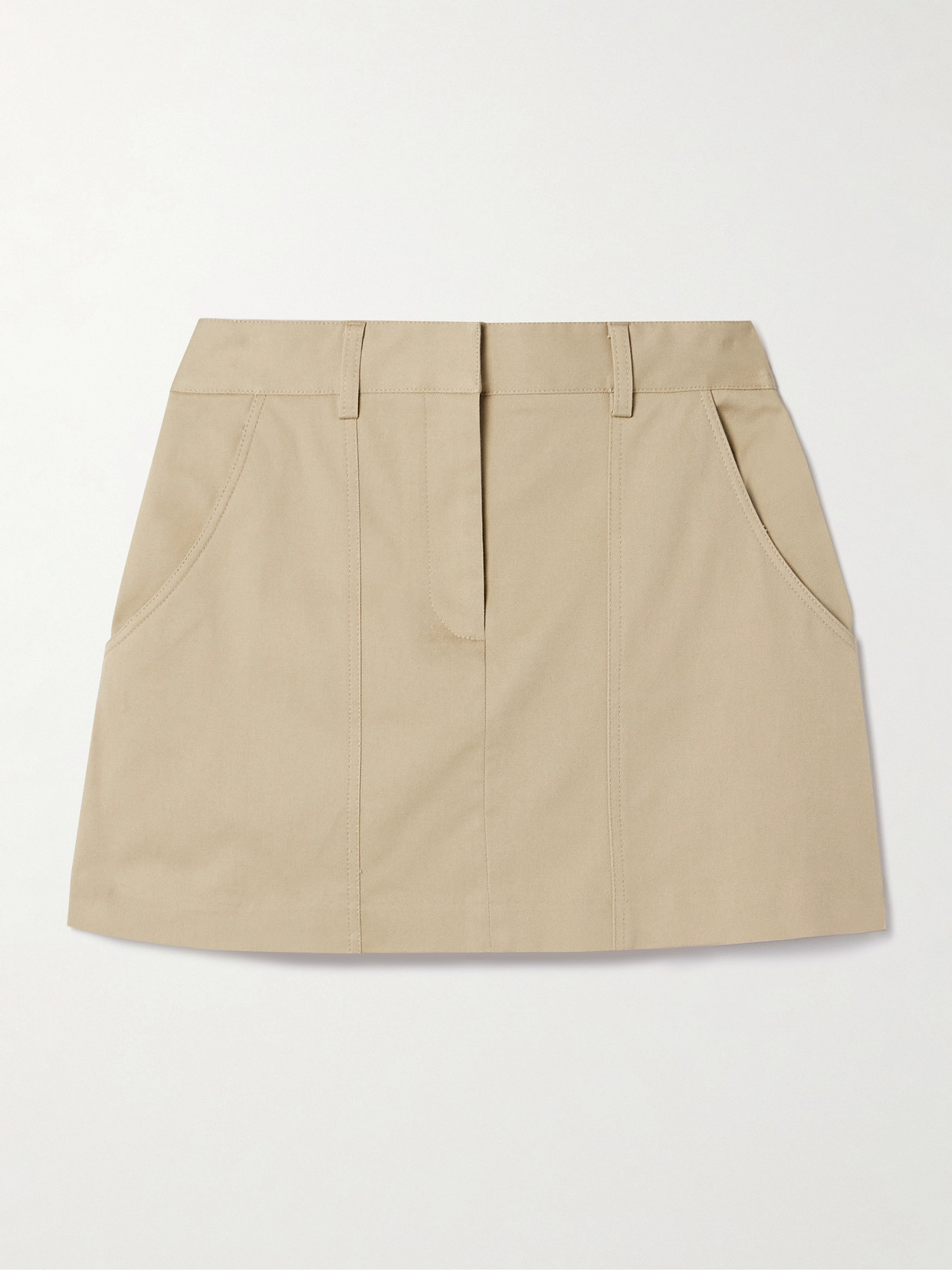 Matteau - Paneled Organic Cotton-blend Twill Mini Skirt - Neutrals