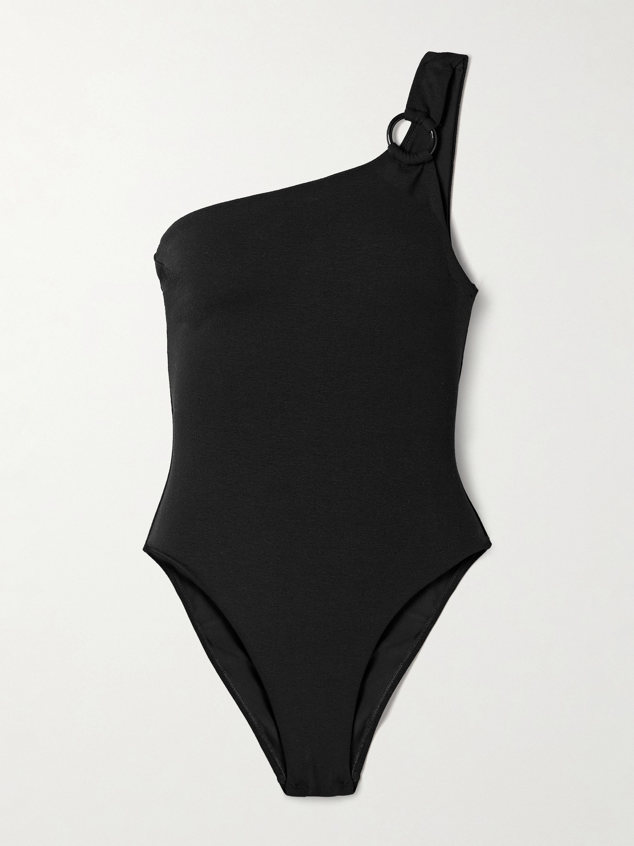 Matteau One-shoulder Embellished Stretch Recycled-crepe Swimsuit In Black