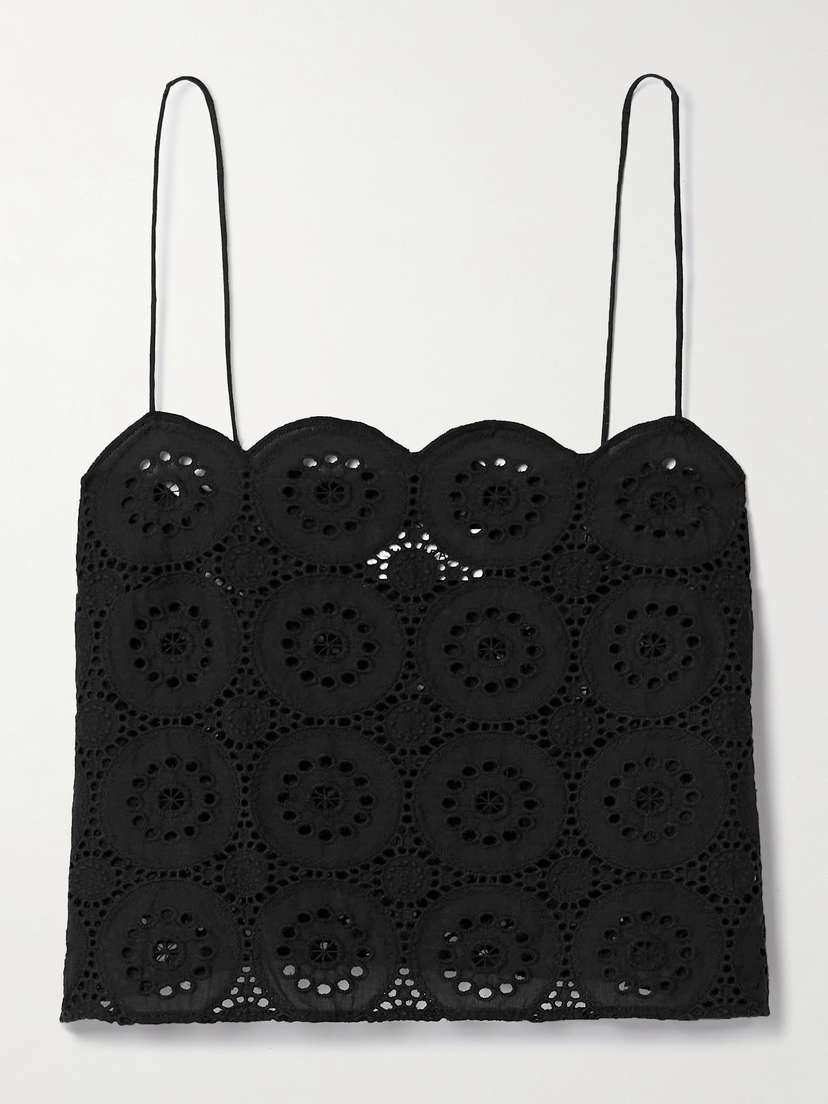 Matteau Cropped Scalloped Broderie Anglaise Cotton Top