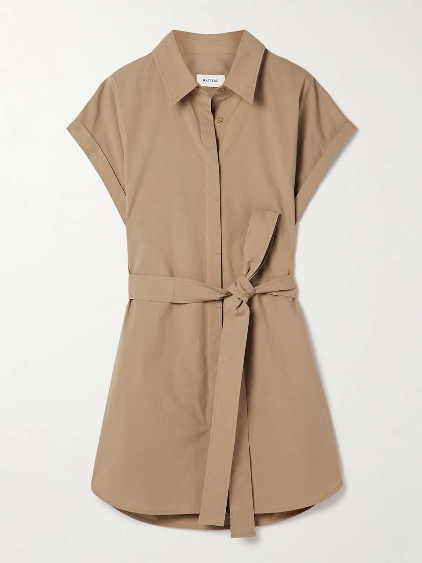 Matteau Belted Organic Cotton-poplin Mini Shirt Dress