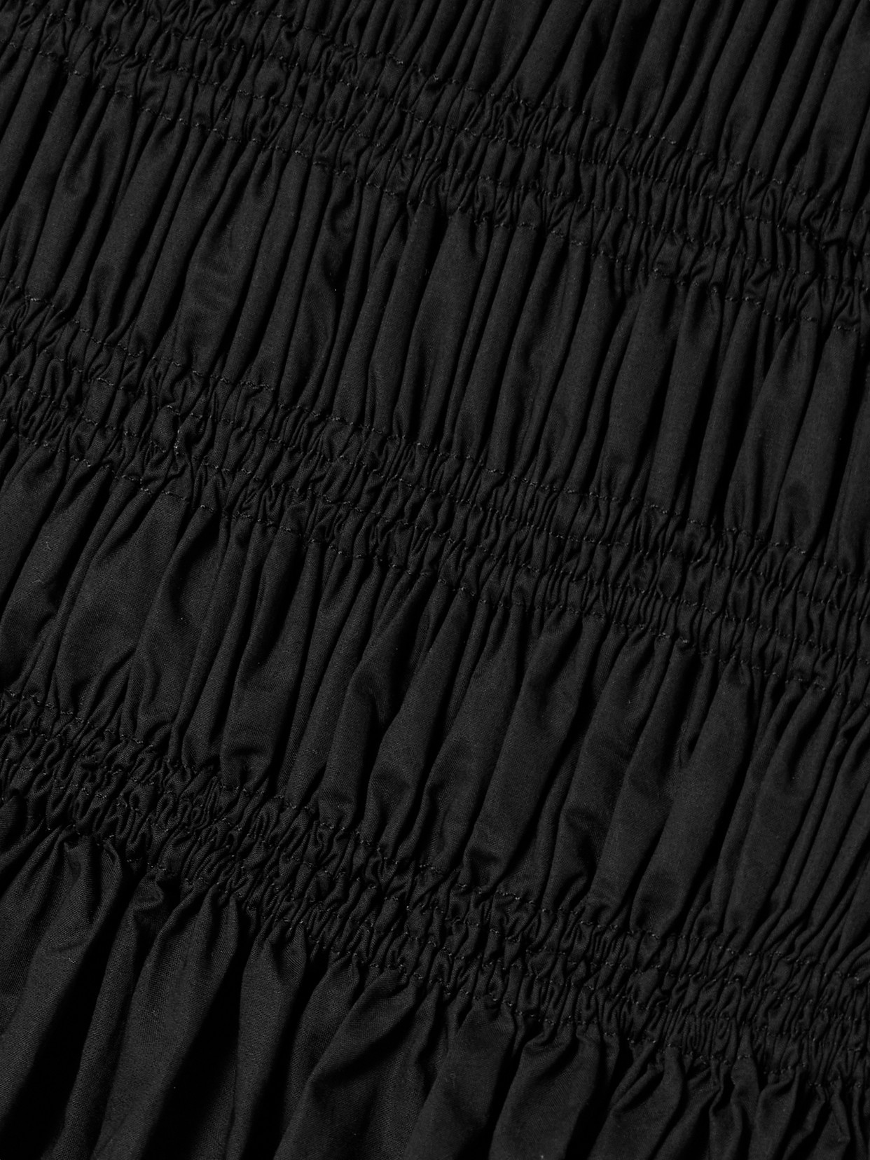 Shop Matteau Shirred Organic Cotton-poplin Mini Dress In Black