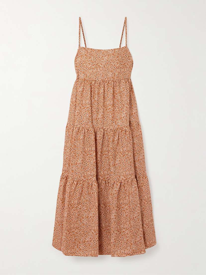 Matteau Tiered Floral-print Organic Cotton Maxi Dress