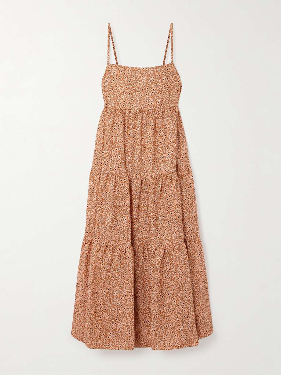 tiered floral-print organic cotton maxi dress