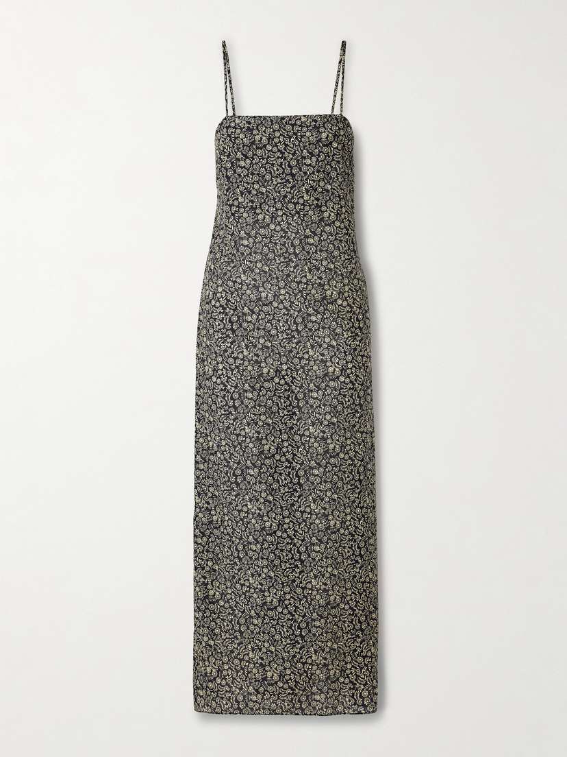 Matteau Floral-print Organic Cotton And Silk-blend Midi Dress