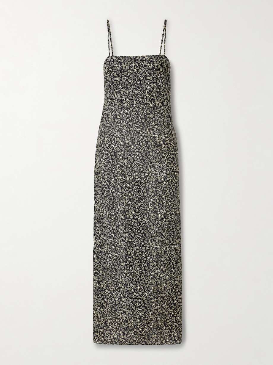 floral-print organic cotton and silk-blend midi dress