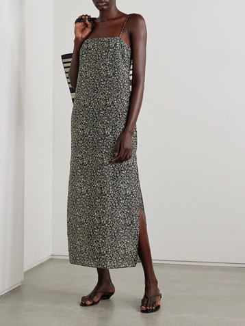 Matteau Floral-print organic cotton and silk-blend midi dress