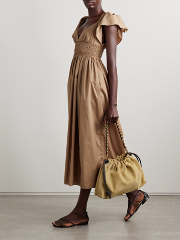 Matteau Shirred organic cotton-poplin midi dress