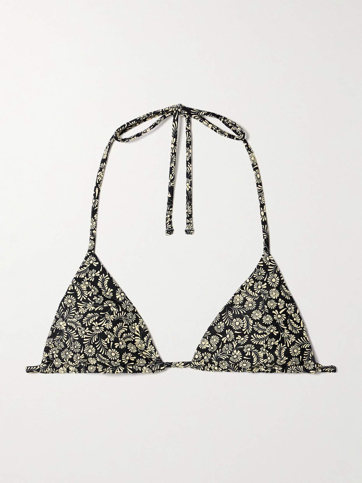 Matteau The String Floral-print Recycled Triangle Bikini Top In Black