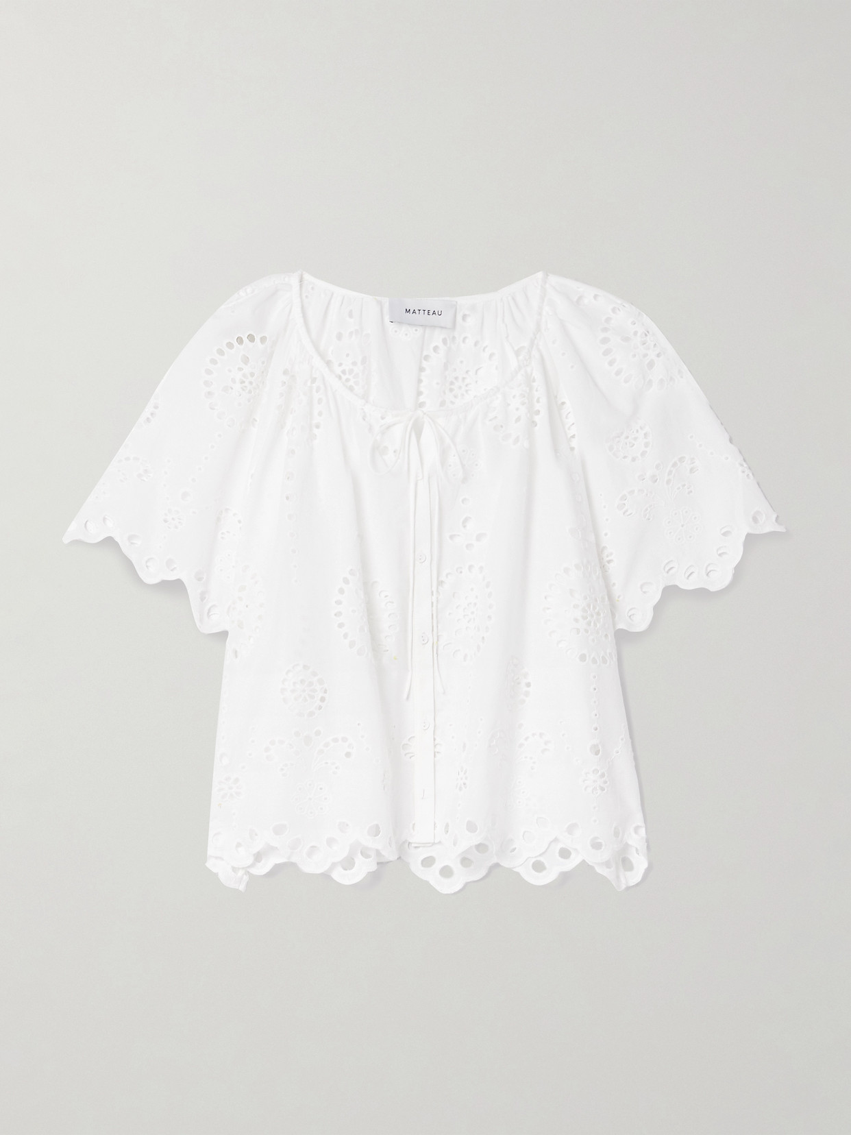 MATTEAU SCALLOPED BRODERIE ANGLAISE COTTON-POPLIN SHIRT
