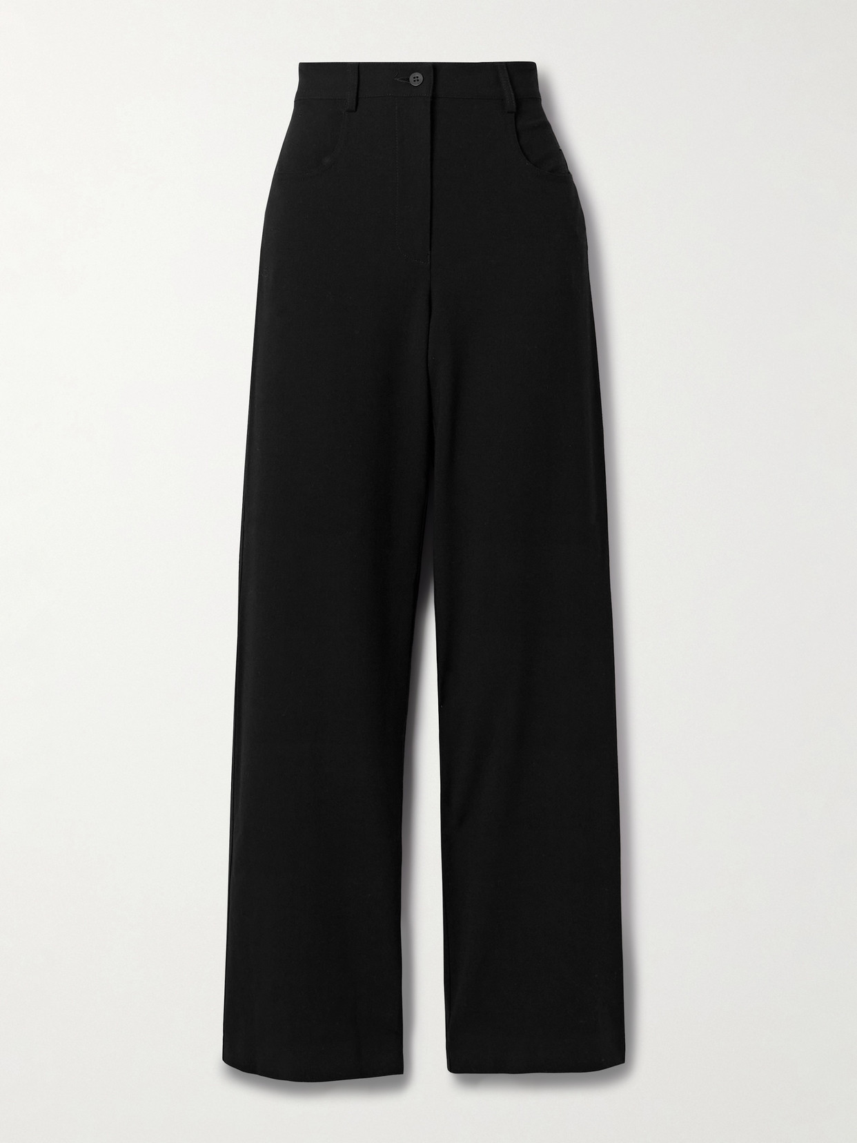 Matteau Wool-blend Crepe Straight-leg Pants In Black