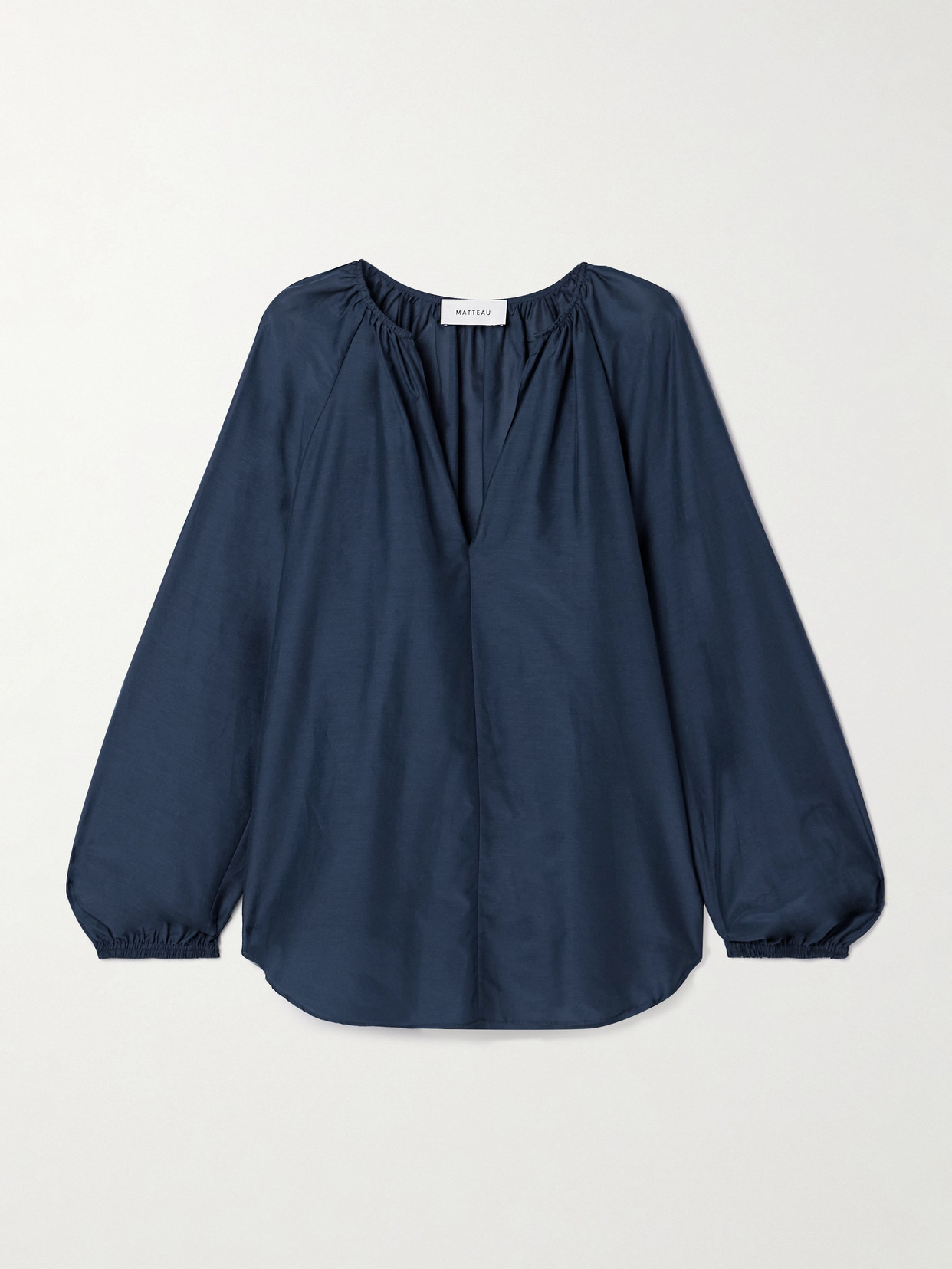 Matteau Organic Cotton And Silk-blend Blouse In Blue