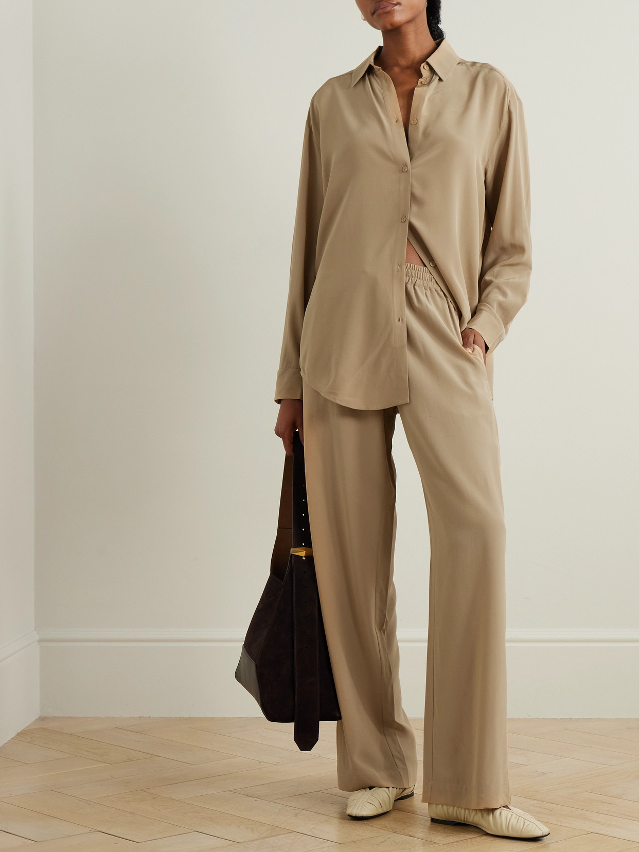 Matteau Silk Crepe De Chine Track Pants In Neutrals