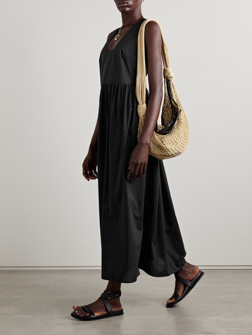 Matteau Gathered organic cotton-poplin midi dress