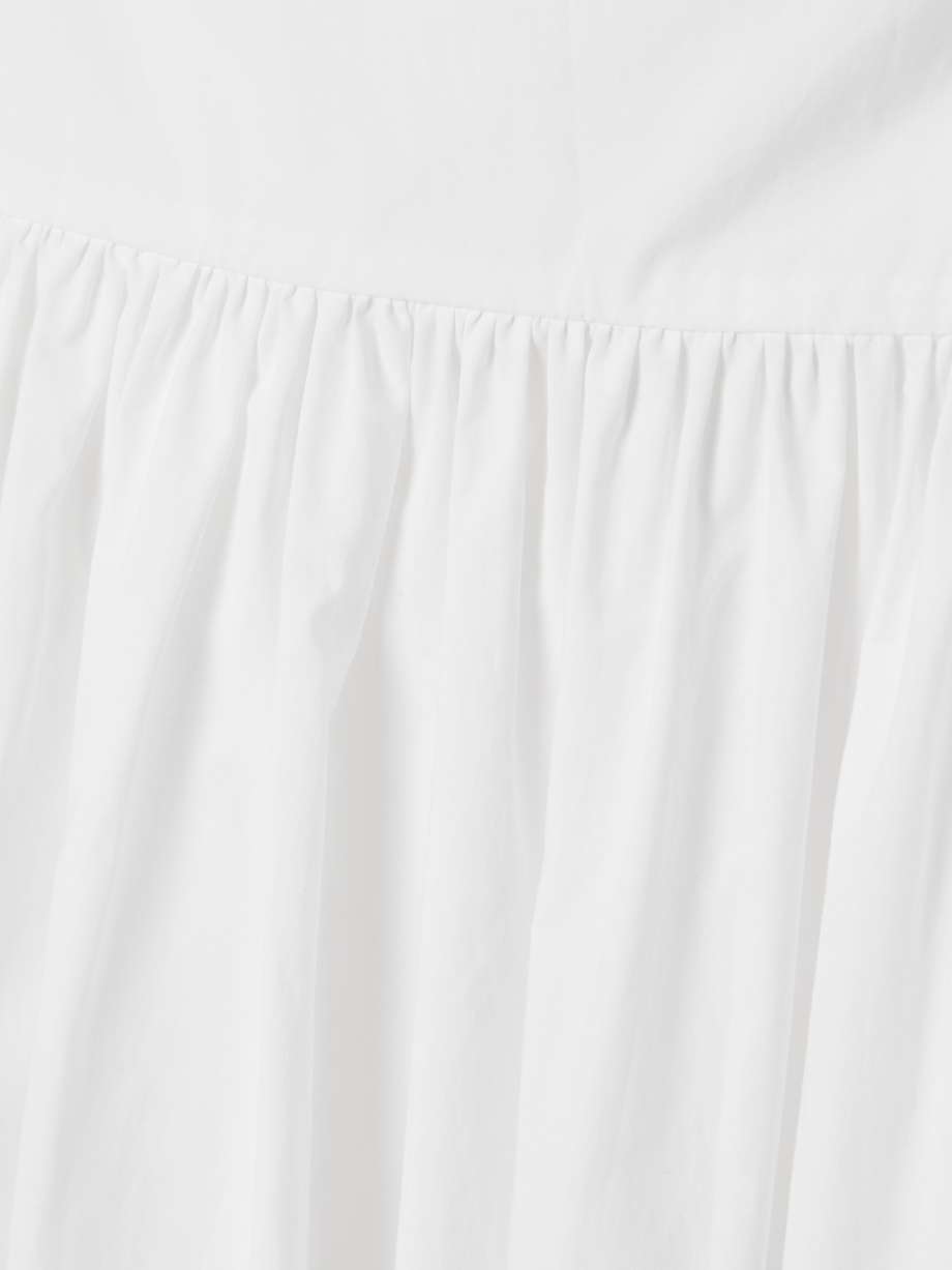 tie-detailed gathered organic cotton midi dress