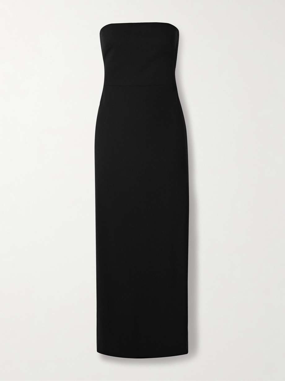 strapless wool-blend crepe midi dress