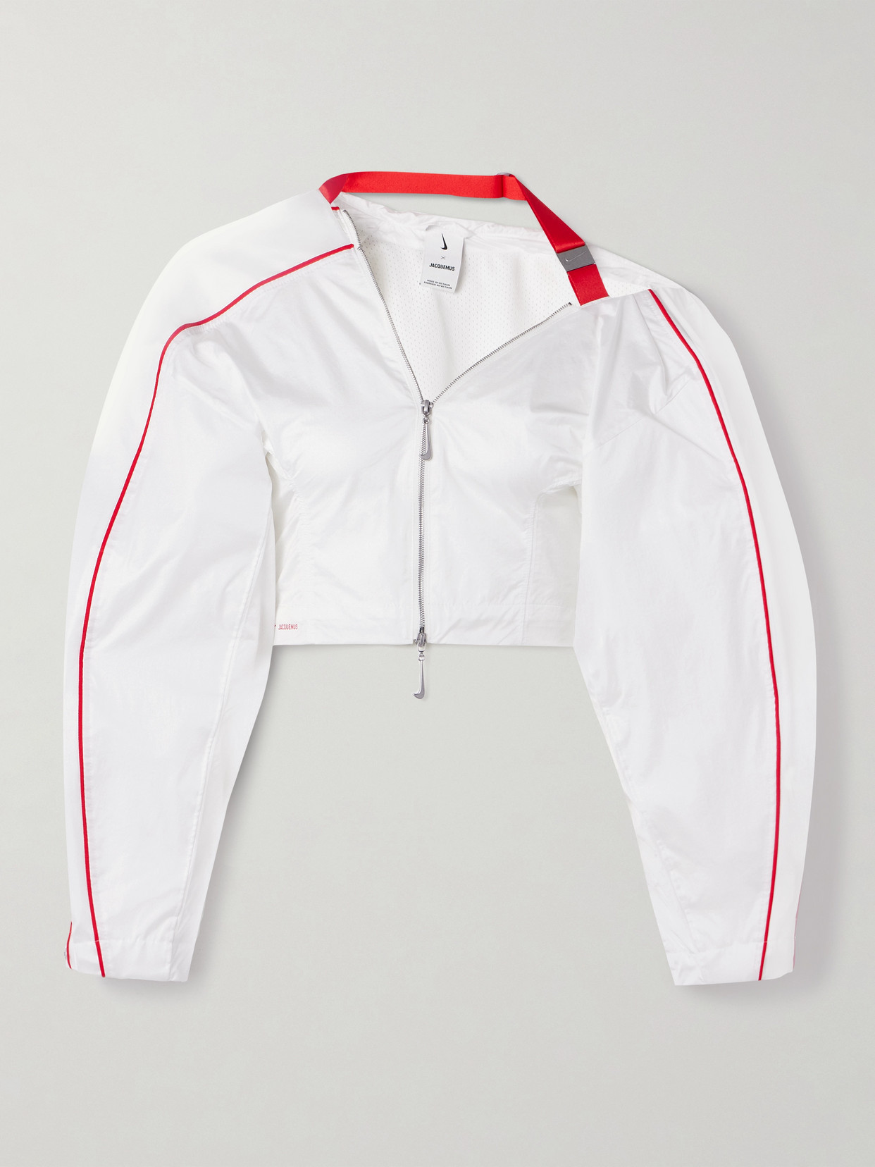 Nike - + Jacquemus Cropped Striped Shell Halterneck Track Jacket - White