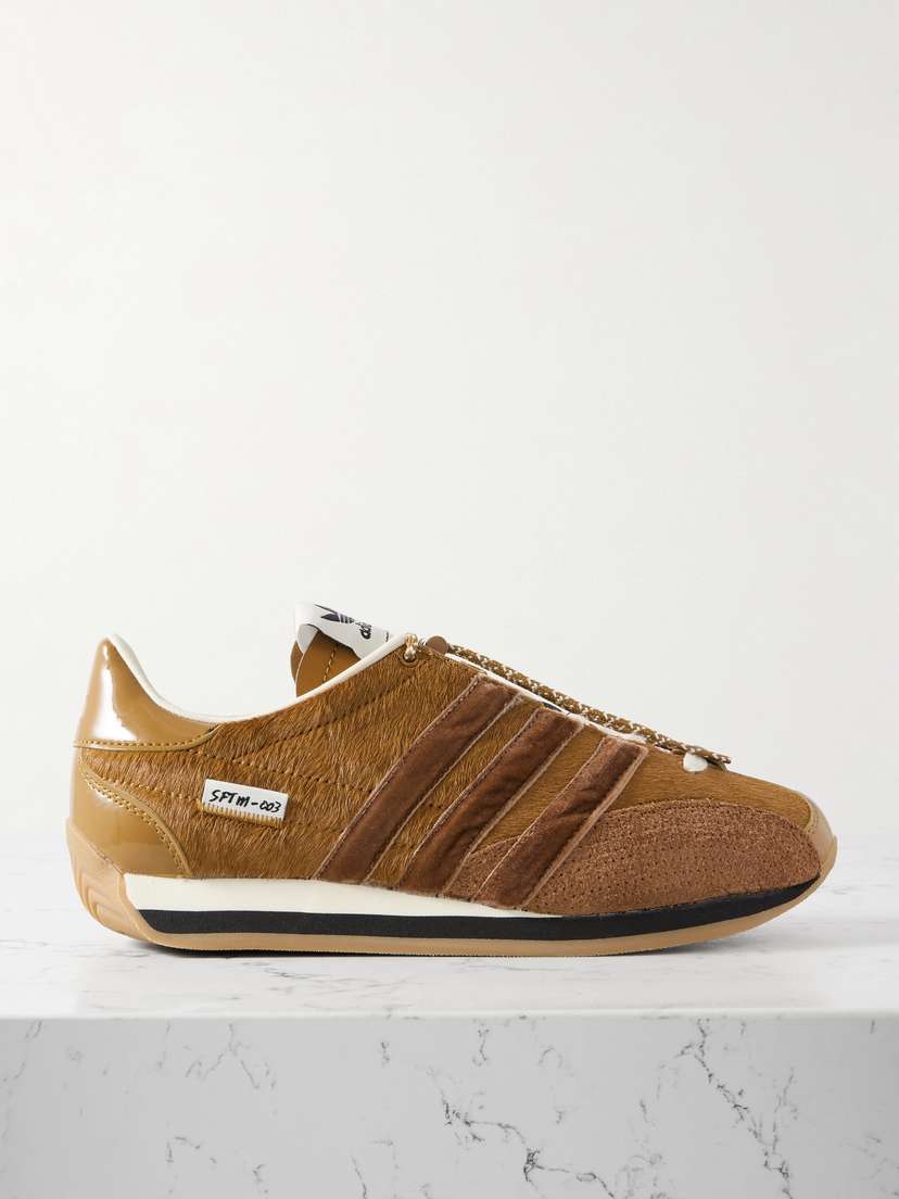 adidas Originals + Song For The Mute Country Og Calf Hair, Patent-leather And Suede Sneakers - UK 10