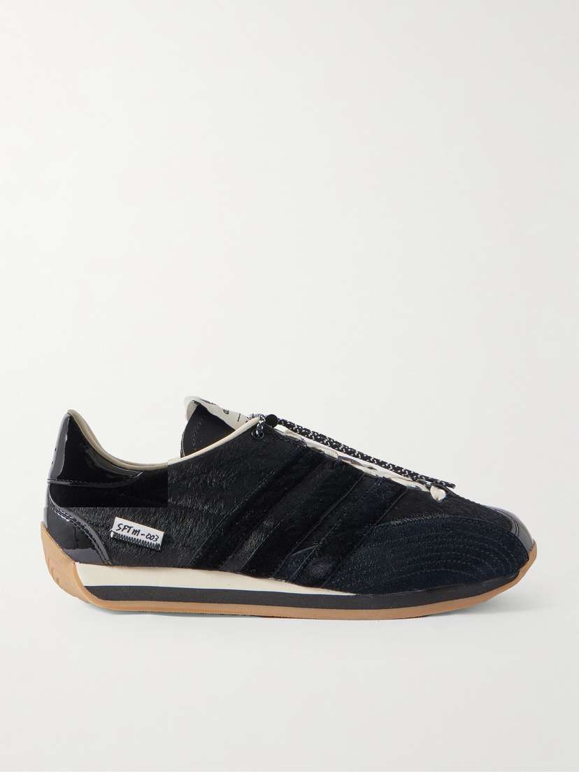 adidas Originals + Song For The Mute Country Og Calf Hair, Patent-leather And Suede Sneakers - UK 10