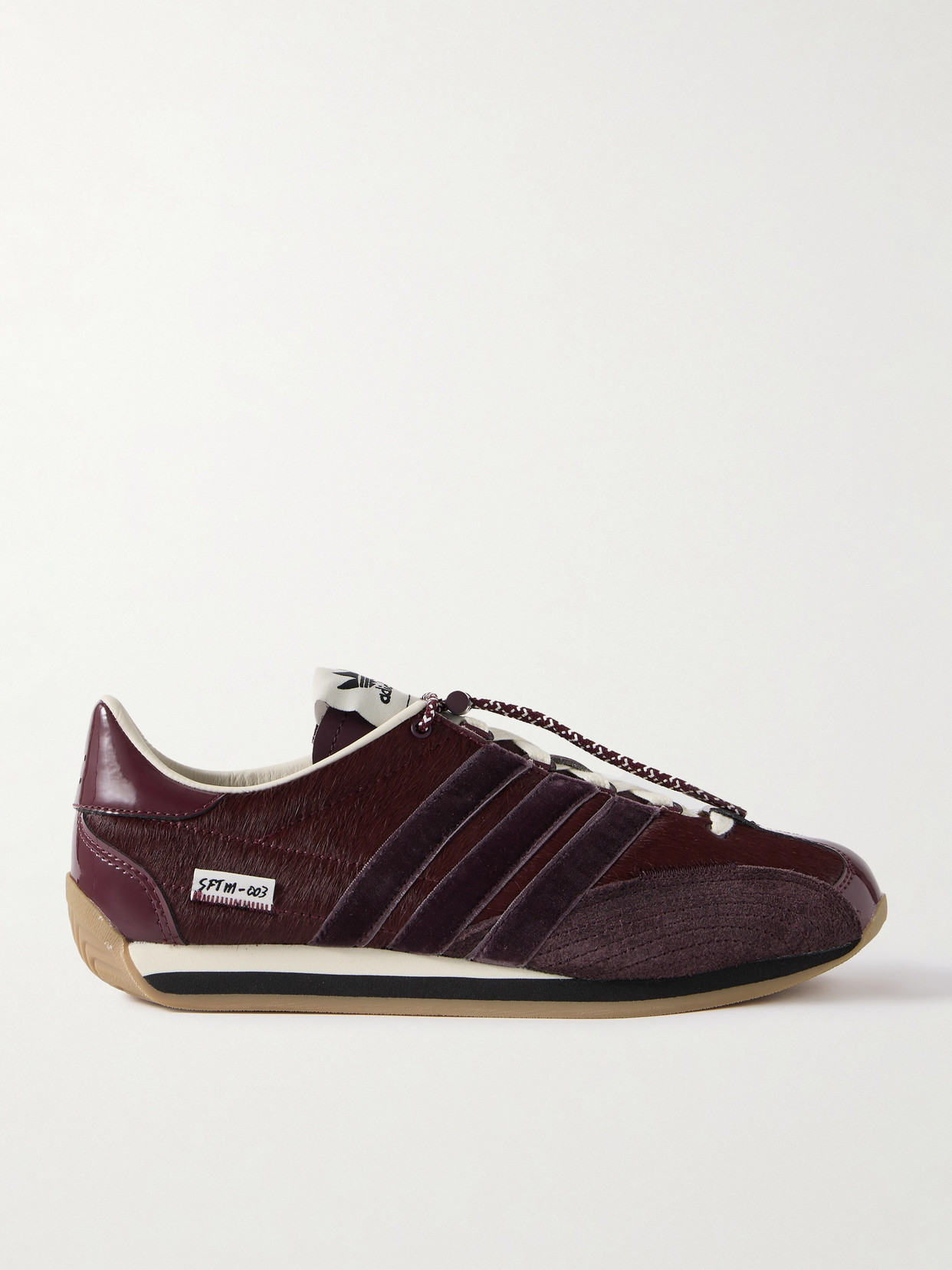 Adidas Originals + Song For The Mute Country Og Suede, Velvet And  Leather-trimmed Calf Hair Sneakers In Burgundy | ModeSens