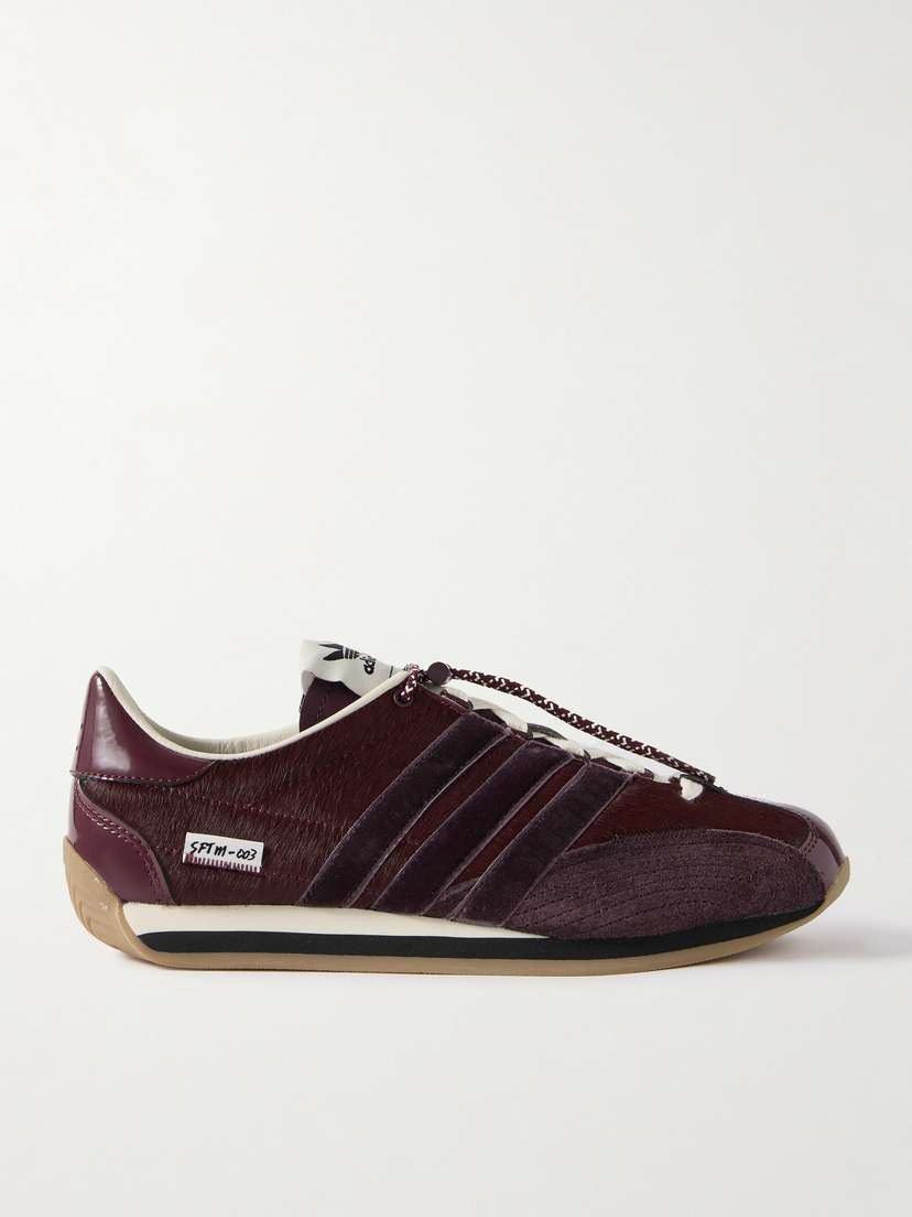 adidas Originals + Song For The Mute Country Og Suede, Velvet And Leather-trimmed Calf Hair Sneakers