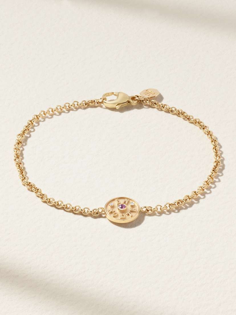 Marlo Laz Wee En Route 14-karat Gold, Diamonds And Sapphire Bracelet