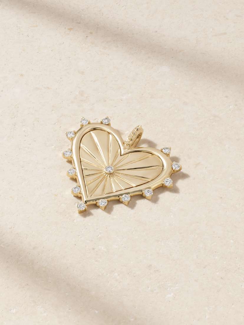 Marlo Laz Spiked Heart 14-karat Gold Diamond Pendant