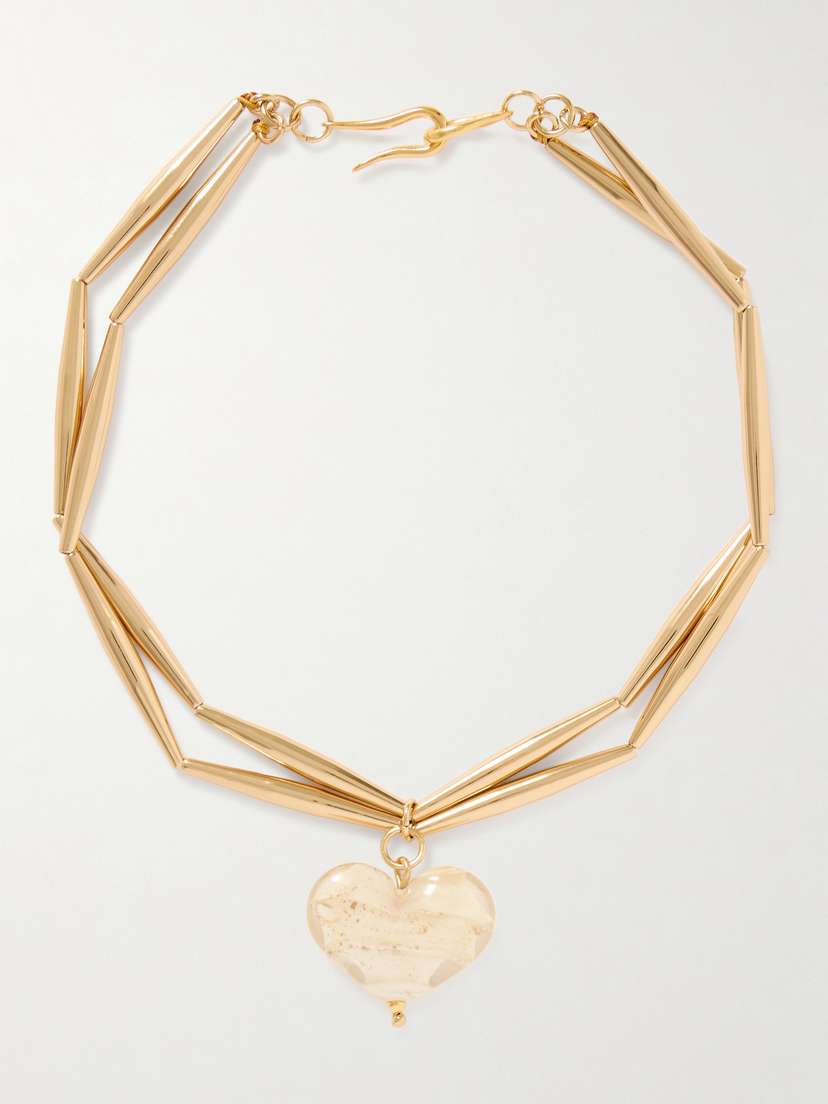 TOHUM Cuore Duo Gold-plated And Glass Necklace