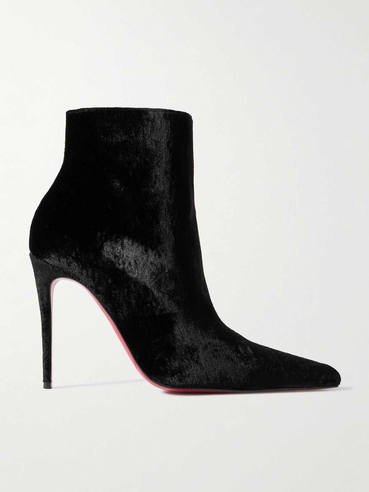 Christian Louboutin Kate Max 100 Velvet Ankle Boots In Black